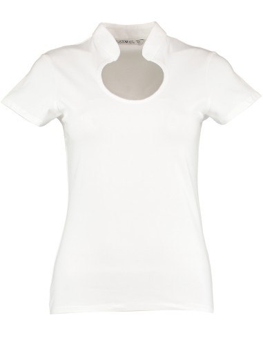 K-KK755-Women`s Regular Fit Keyhole Neck Top
